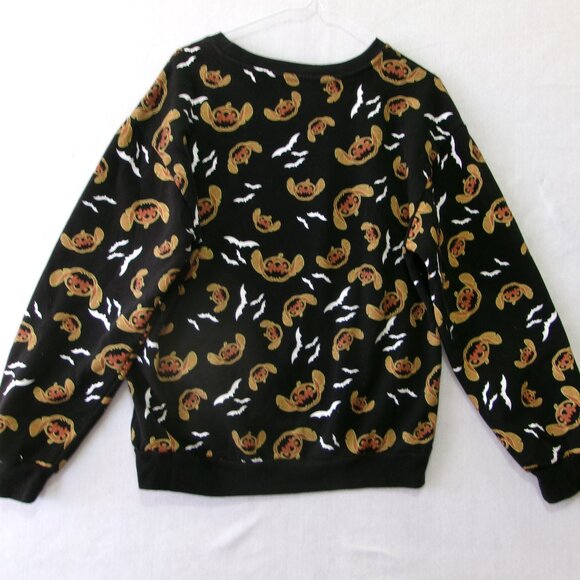 Disney Stitch Halloween Jack-O-Lanterns Bats Black Sweatshirt Large 11-13 - Picture 2 of 3